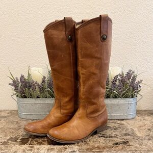 Frye Melissa Button 2 Tall Riding Boots Cognac Size 7